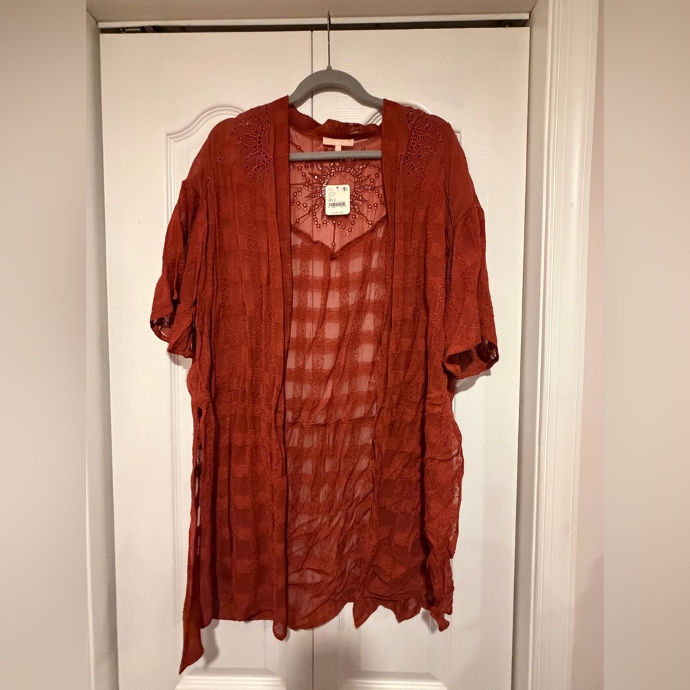 NWT Free People NFC Rust Lace Kimono